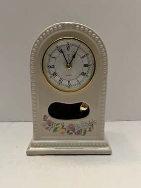 Paul Sebastian Limited Edition 1994 Porcelain Ceramic Mantel Desk Clock Floral